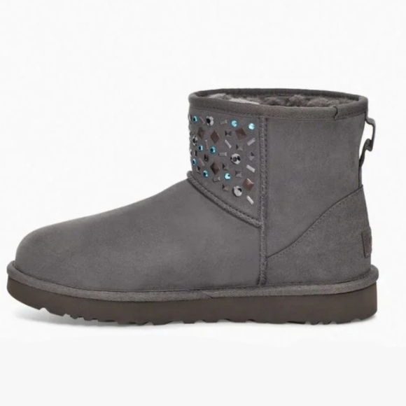 SALE! UGG Classic Mini Stud II Charcoal Boots - Picture 10 of 13